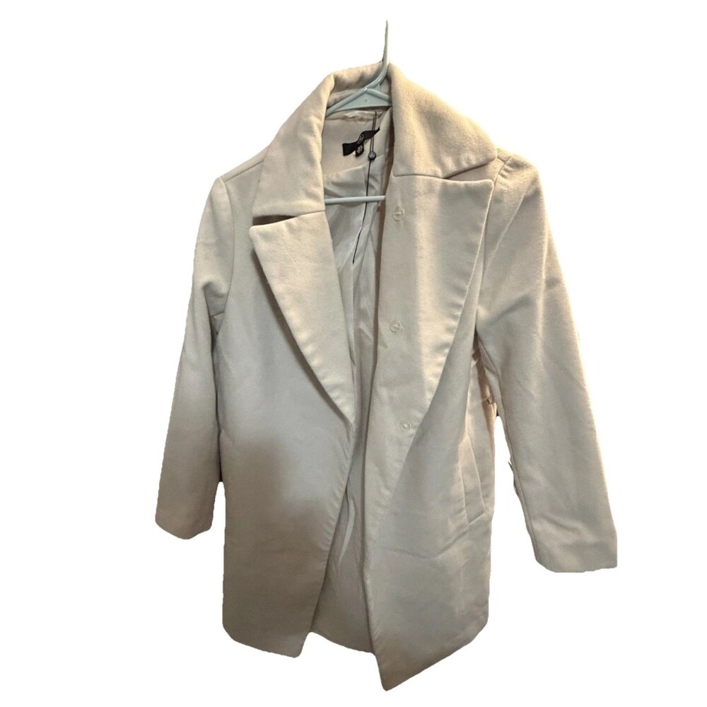 Missguided Womens Beige Belted Wool Blend Coat Wrap Mid Length Size US 4 Small - Picture 3 of 5